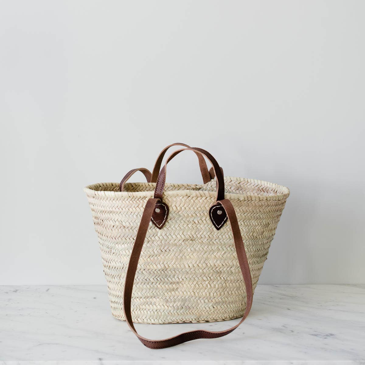 STRAW BAG Handmade with leather - French market bag